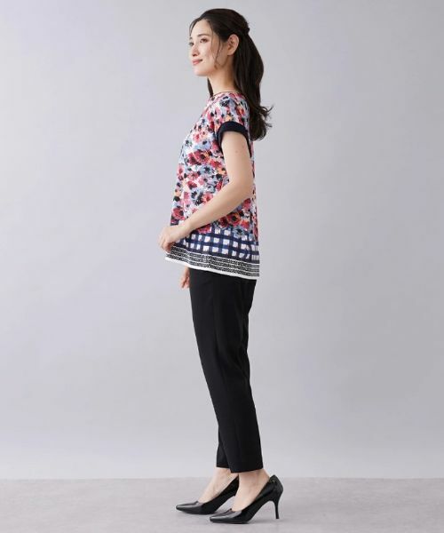Leilian / レリアン カットソー | フラワー柄ボートネックカットソー | 詳細2