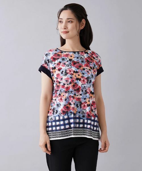 Leilian / レリアン カットソー | フラワー柄ボートネックカットソー | 詳細4