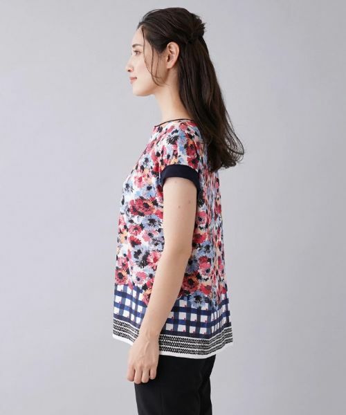 Leilian / レリアン カットソー | フラワー柄ボートネックカットソー | 詳細5