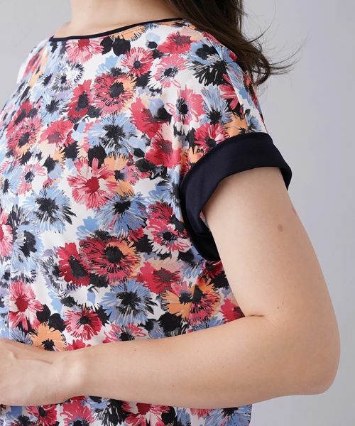 Leilian / レリアン カットソー | フラワー柄ボートネックカットソー | 詳細8