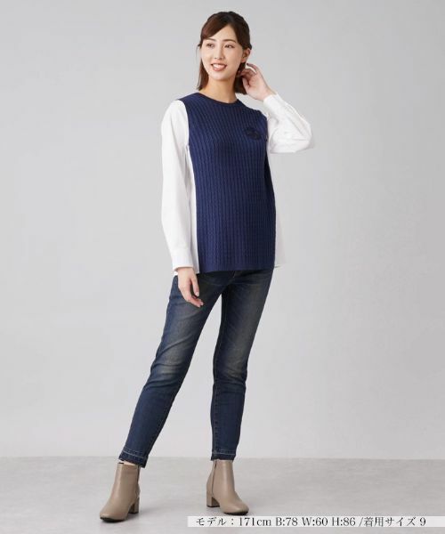 Leilian / レリアン ニット・セーター | ケーブルニット切替プルオーバー | 詳細1