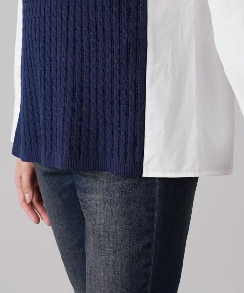 Leilian / レリアン ニット・セーター | ケーブルニット切替プルオーバー | 詳細10
