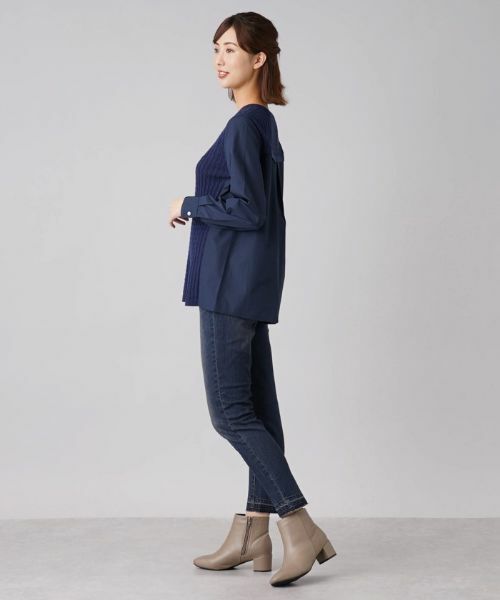 Leilian / レリアン ニット・セーター | ケーブルニット切替プルオーバー | 詳細13