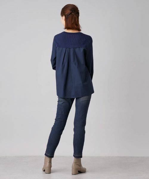 Leilian / レリアン ニット・セーター | ケーブルニット切替プルオーバー | 詳細14