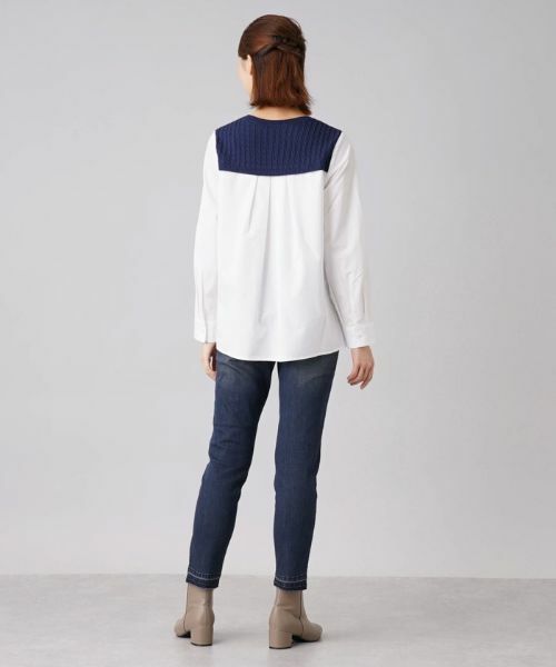 Leilian / レリアン ニット・セーター | ケーブルニット切替プルオーバー | 詳細3