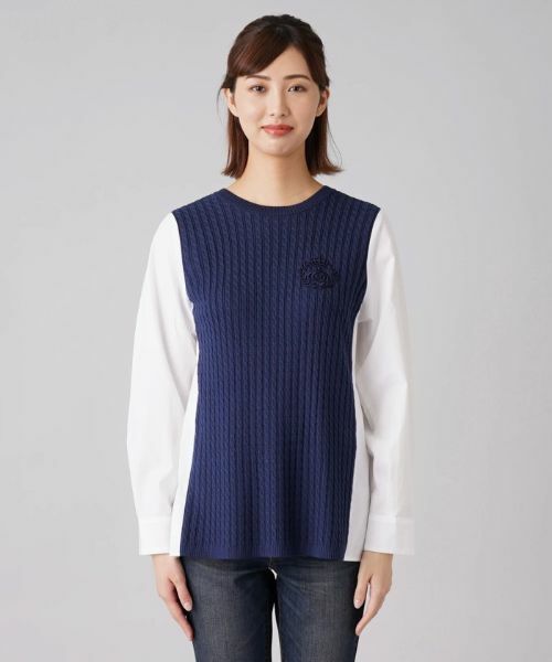 Leilian / レリアン ニット・セーター | ケーブルニット切替プルオーバー | 詳細4