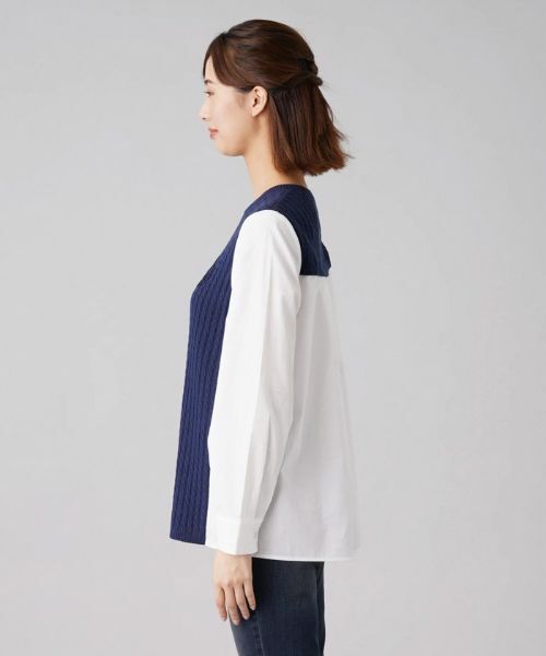 Leilian / レリアン ニット・セーター | ケーブルニット切替プルオーバー | 詳細5