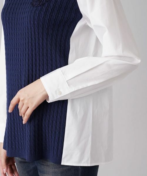 Leilian / レリアン ニット・セーター | ケーブルニット切替プルオーバー | 詳細9