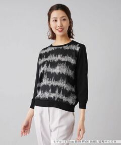 Leilian / レリアン ニット・セーター | フロント切替9分袖ニットプルオーバー