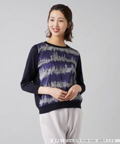 Leilian / レリアン ニット・セーター | フロント切替9分袖ニットプルオーバー