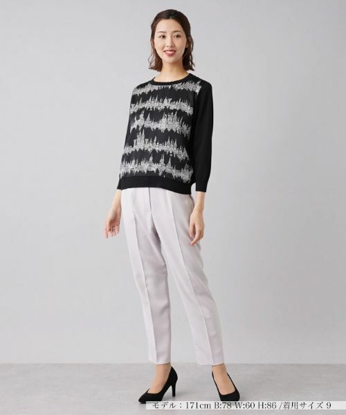 Leilian / レリアン ニット・セーター | フロント切替9分袖ニットプルオーバー | 詳細1