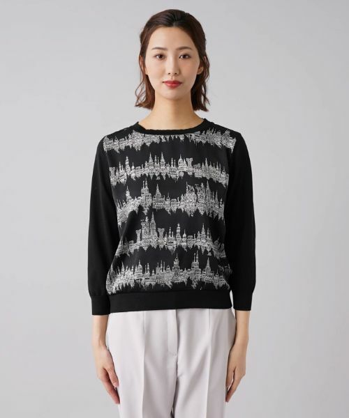 Leilian / レリアン ニット・セーター | フロント切替9分袖ニットプルオーバー | 詳細4