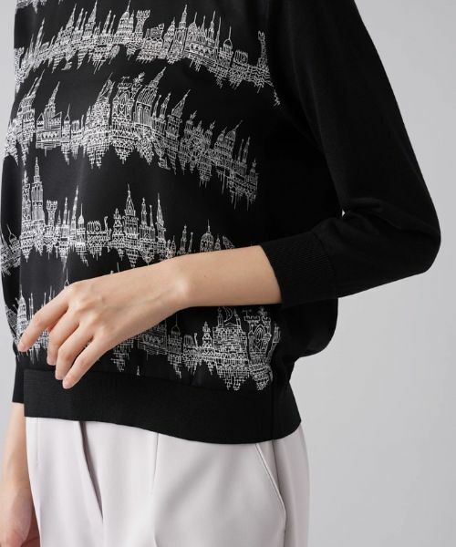 Leilian / レリアン ニット・セーター | フロント切替9分袖ニットプルオーバー | 詳細9