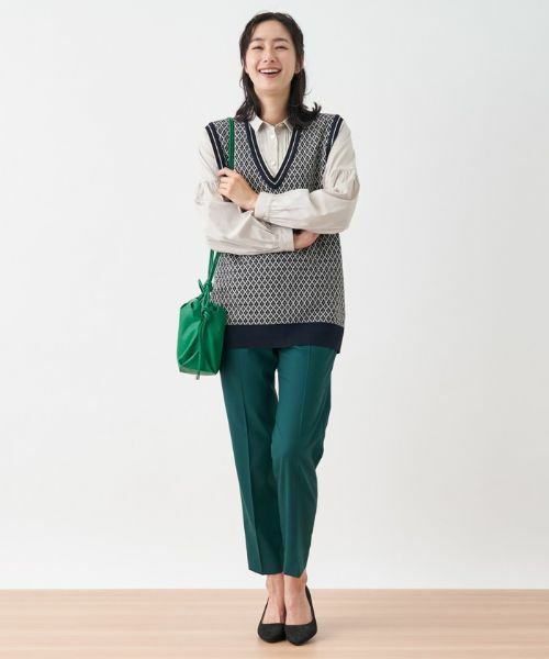 Leilian / レリアン テーラードジャケット | 幾何調ジャカードニットベスト | 詳細12