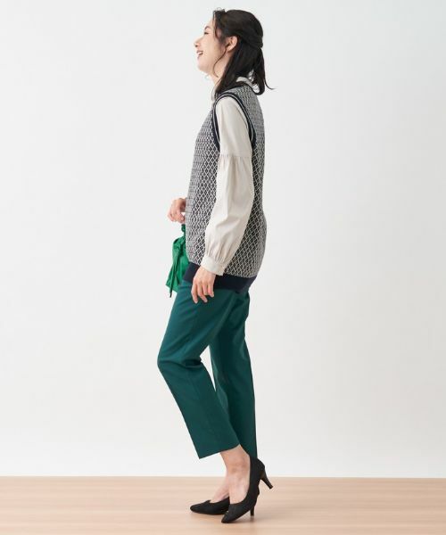 Leilian / レリアン テーラードジャケット | 幾何調ジャカードニットベスト | 詳細3