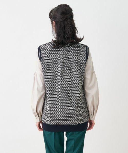 Leilian / レリアン テーラードジャケット | 幾何調ジャカードニットベスト | 詳細6