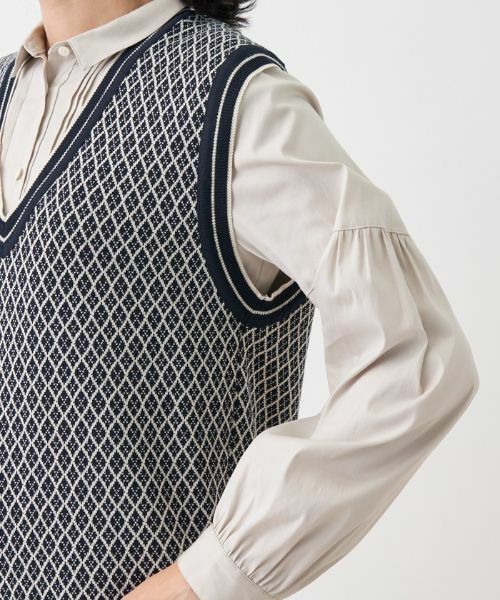 Leilian / レリアン テーラードジャケット | 幾何調ジャカードニットベスト | 詳細8