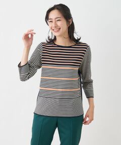 Leilian / レリアン ニット・セーター | マルチボーダー7分袖ニット