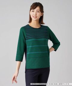 Leilian / レリアン ニット・セーター | マルチボーダー7分袖ニット