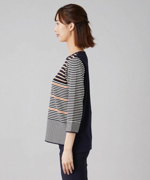 Leilian / レリアン ニット・セーター | マルチボーダー7分袖ニット | 詳細5