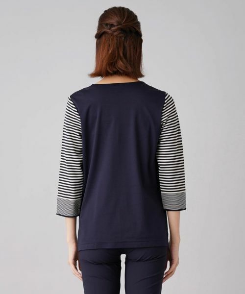 Leilian / レリアン ニット・セーター | マルチボーダー7分袖ニット | 詳細6