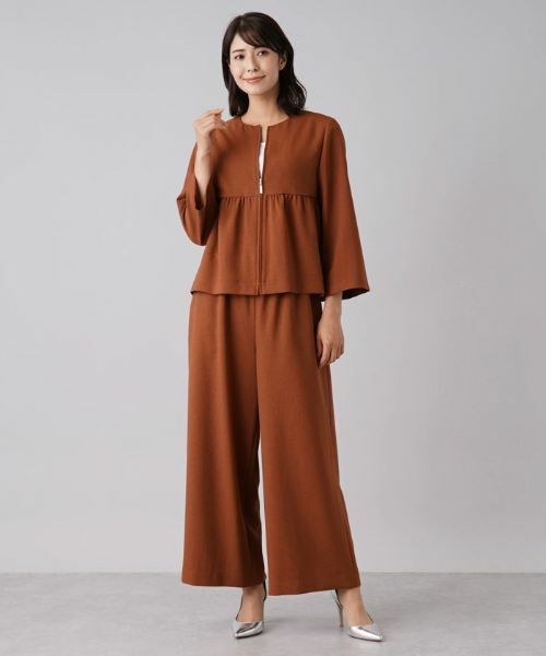 Leilian / レリアン テーラードジャケット | 【セットアップ対応商品】洗えるペプラム切替ノーカラージャケット | 詳細11