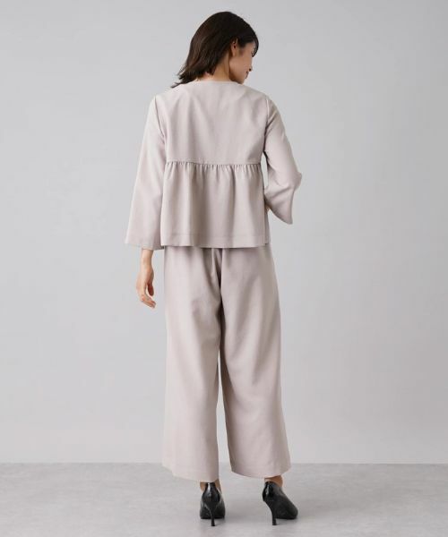 Leilian / レリアン テーラードジャケット | 【セットアップ対応商品】洗えるペプラム切替ノーカラージャケット | 詳細3