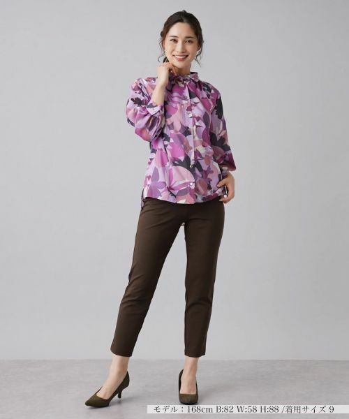 Leilian / レリアン シャツ・ブラウス | 幾何学柄プリント7分袖ブラウス | 詳細1