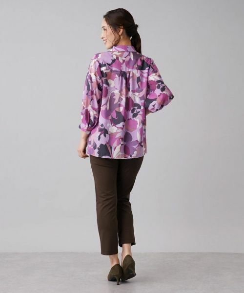 Leilian / レリアン シャツ・ブラウス | 幾何学柄プリント7分袖ブラウス | 詳細3