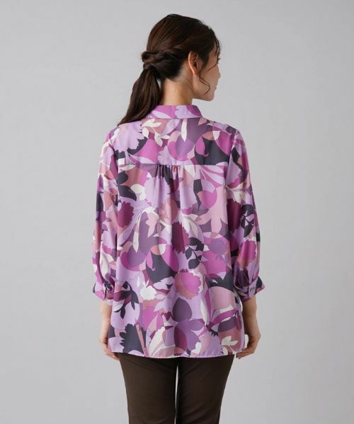 Leilian / レリアン シャツ・ブラウス | 幾何学柄プリント7分袖ブラウス | 詳細6