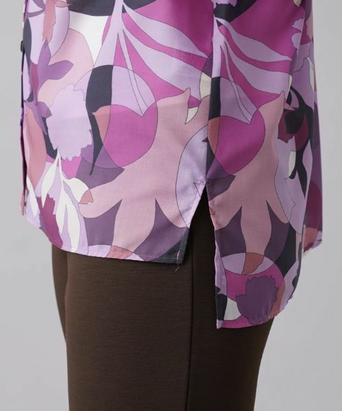 Leilian / レリアン シャツ・ブラウス | 幾何学柄プリント7分袖ブラウス | 詳細9