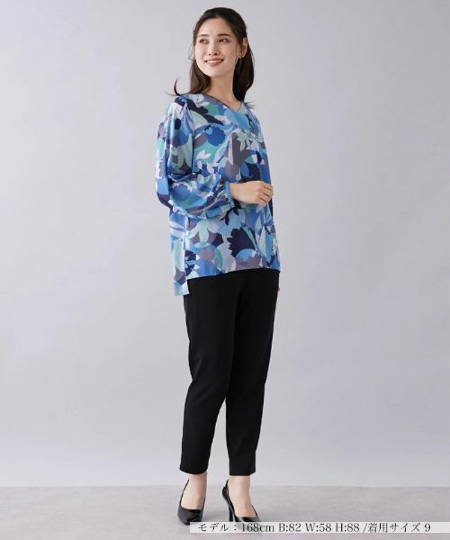 Leilian / レリアン シャツ・ブラウス | 幾何学柄Vネックオーバーブラウス | 詳細1