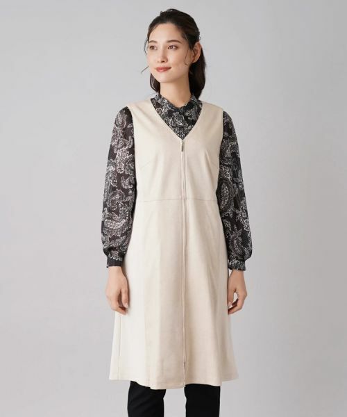 Leilian / レリアン テーラードジャケット | フロントジップ切替ロングジレ | 詳細4