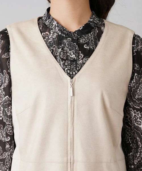 Leilian / レリアン テーラードジャケット | フロントジップ切替ロングジレ | 詳細7