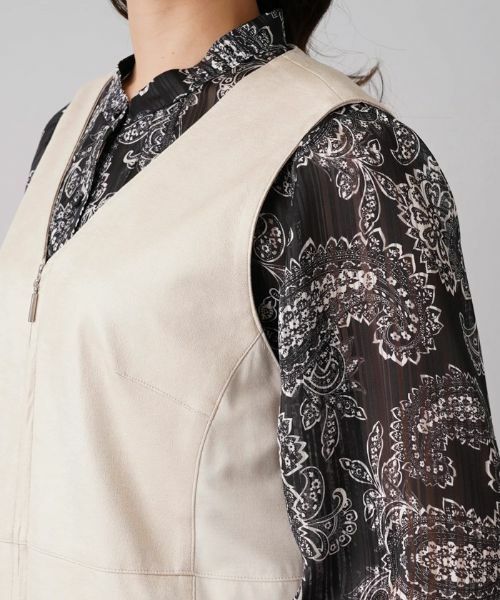 Leilian / レリアン テーラードジャケット | フロントジップ切替ロングジレ | 詳細8