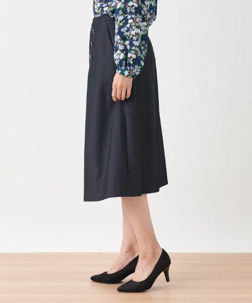 Leilian / レリアン ミニ・ひざ丈スカート | 異素材切替Aラインスカート | 詳細3