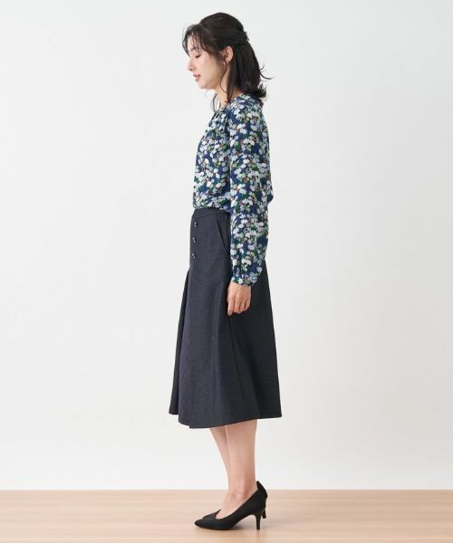 Leilian / レリアン ミニ・ひざ丈スカート | 異素材切替Aラインスカート | 詳細4