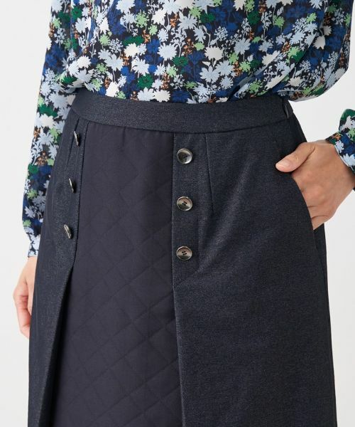 Leilian / レリアン ミニ・ひざ丈スカート | 異素材切替Aラインスカート | 詳細6