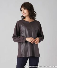 Leilian / レリアン シャツ・ブラウス | レザー風異素材ブラウス