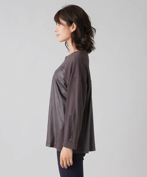 Leilian / レリアン シャツ・ブラウス | レザー風異素材ブラウス | 詳細5