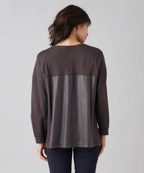 Leilian / レリアン シャツ・ブラウス | レザー風異素材ブラウス | 詳細6