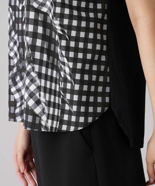 Leilian / レリアン シャツ・ブラウス | 3Dプリントフリルギンガム切替カットソー | 詳細10