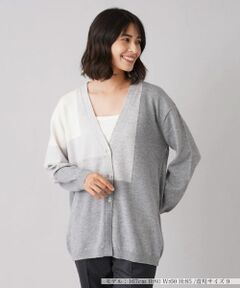 Leilian / レリアン カーディガン・ボレロ | カラーブロックVネックカーディガン【HAND】