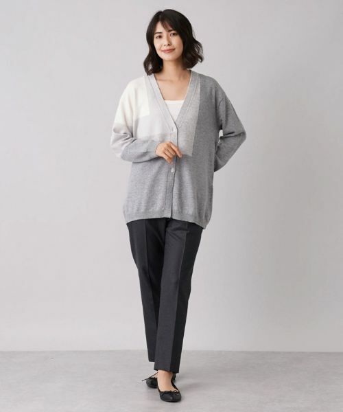 Leilian / レリアン カーディガン・ボレロ | カラーブロックVネックカーディガン【HAND】 | 詳細12