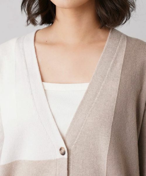 Leilian / レリアン カーディガン・ボレロ | カラーブロックVネックカーディガン【HAND】 | 詳細7