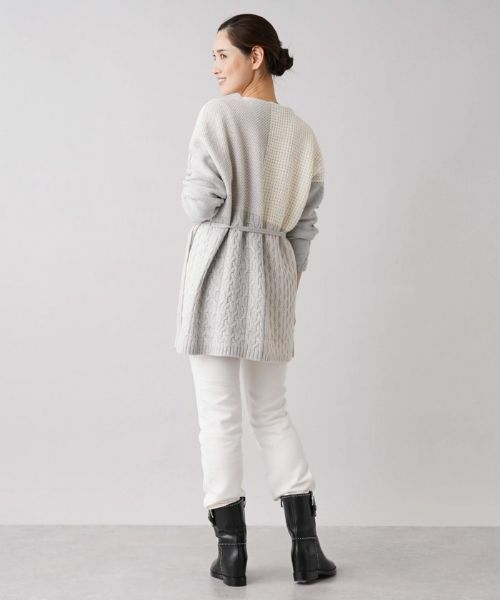 Leilian / レリアン カーディガン・ボレロ | 編地切替ベルテッドカーディガン【LE TRICOT PERUGIA】 | 詳細3