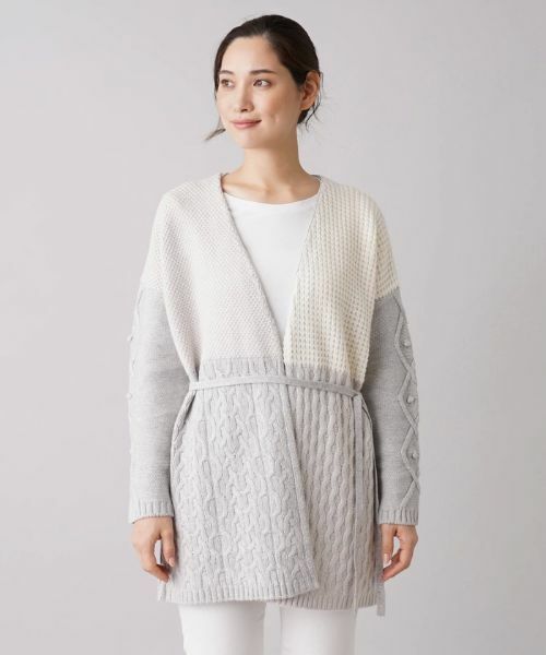 Leilian / レリアン カーディガン・ボレロ | 編地切替ベルテッドカーディガン【LE TRICOT PERUGIA】 | 詳細4