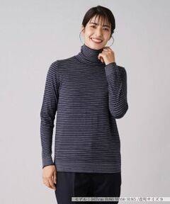 Leilian / レリアン ニット・セーター | マルチボーダー柄ハイネックカットソー