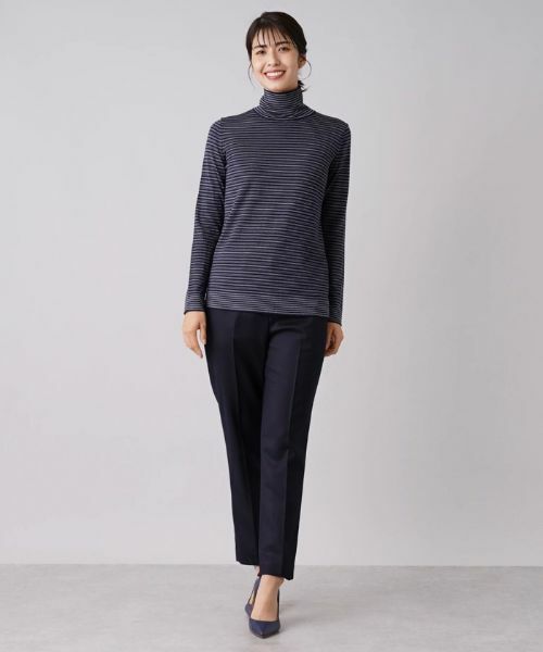 Leilian / レリアン ニット・セーター | マルチボーダー柄ハイネックカットソー | 詳細11