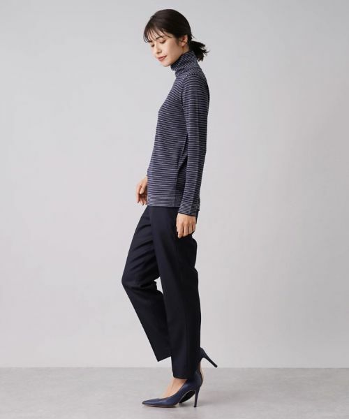 Leilian / レリアン ニット・セーター | マルチボーダー柄ハイネックカットソー | 詳細12